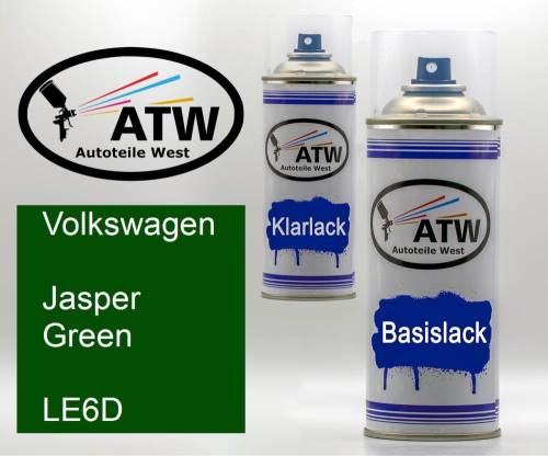 Volkswagen, Jasper Green, LE6D: 400ml Sprühdose + 400ml Klarlack - Set, von ATW Autoteile West.